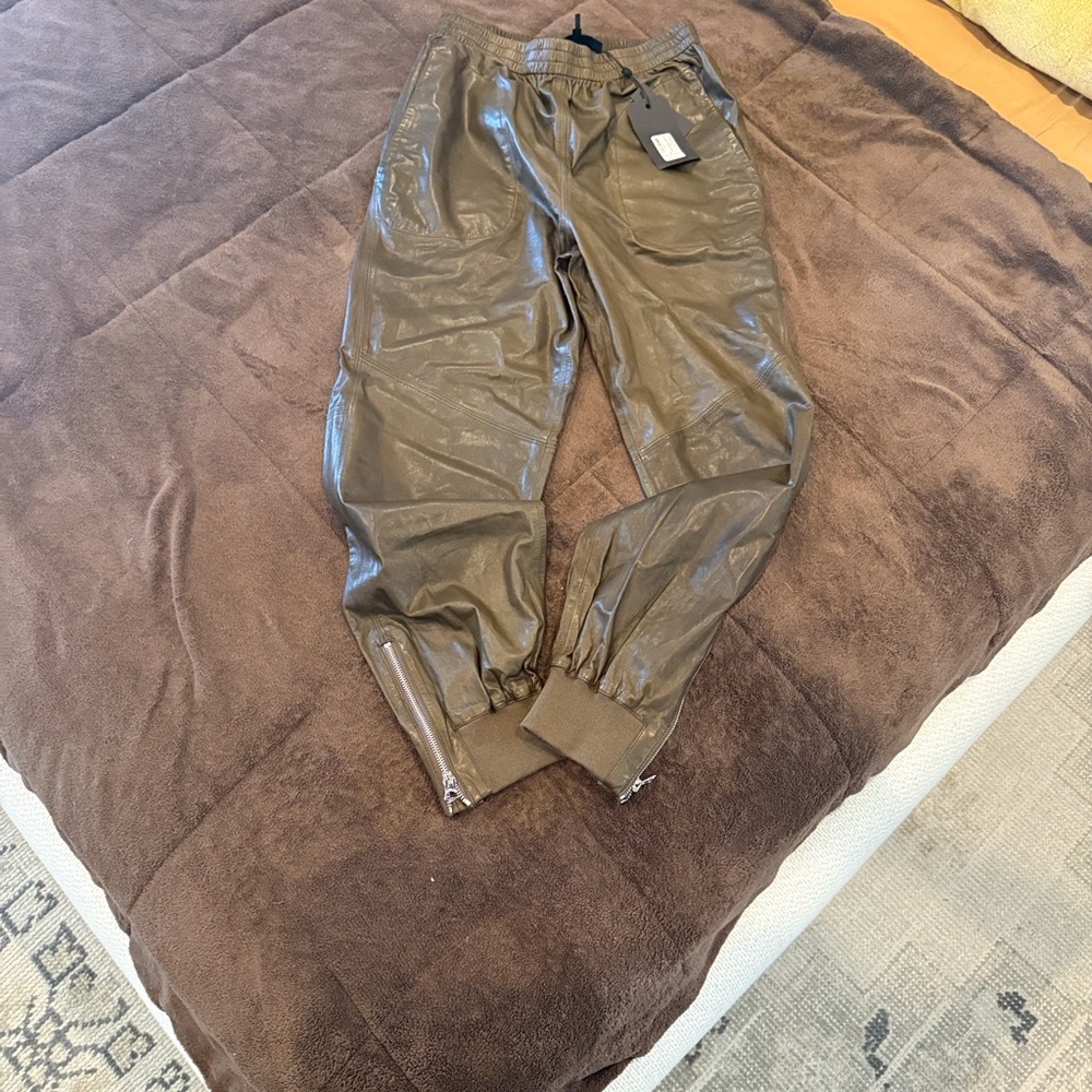 rag & bone Shiny Olive Coated Joggers - Picture 3 of 3